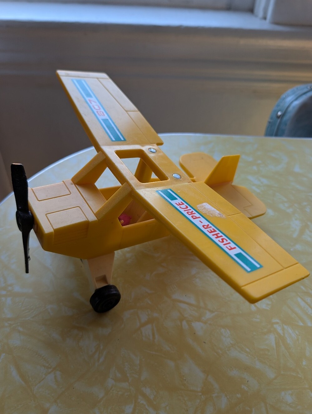 Vintage Fisher-Price Yellow Plastic Toy Airplane 1976